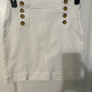 Talbots White Mini Skirt with Button Accents